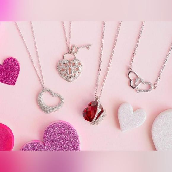 Heart Gemstone Necklace, 925 Sterling Silver Charmed Aroma Love Story - Picture 2 of 5